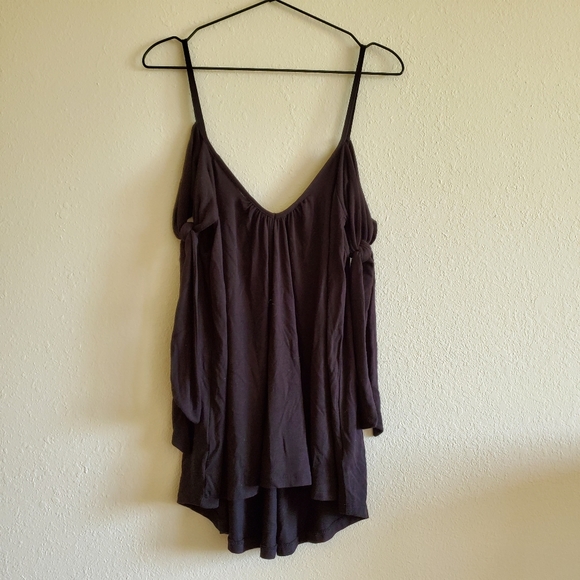 We the Free Believe Me Cold Shoulder Top in Black - Picture 2 of 8